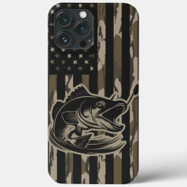 Funda Para iPhone 13 Pro Max Pesca de Bass Fisher Camo Bandera Bottomland Camo