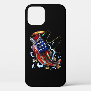 Funda Para iPhone 12 Pesca de lubina pez bandera americana pesca patrió