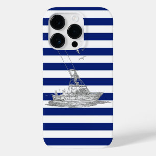 Funda Para iPhone 14 Pro De Case-Mate Pesca de marlín cromada en franjas azules
