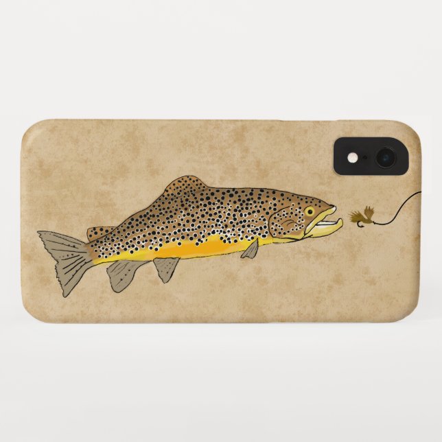 Funda De Case-Mate Para iPhone Pesca de trucha marrón (Reverso (horizontal))