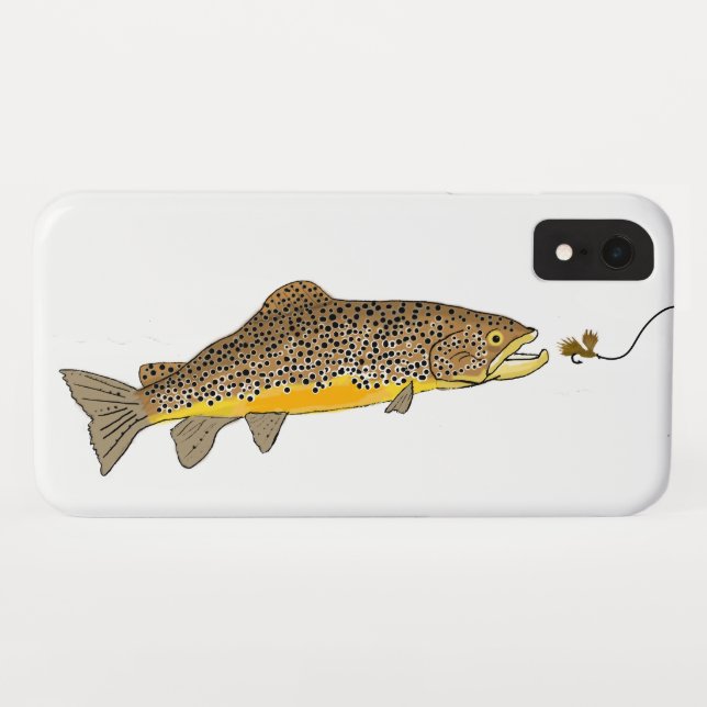 Funda De Case-Mate Para iPhone Pesca de trucha marrón (Reverso (horizontal))