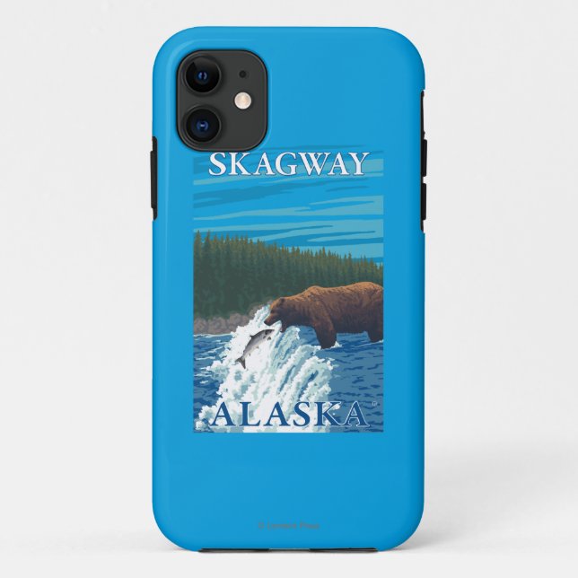 Funda De Case-Mate Para iPhone Pesca del oso en el río - Skagway, Alaska (Reverso)