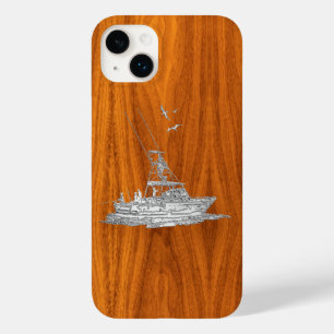 Funda Para iPhone 14 Plus De Case-Mate Pesca deportiva cromada en madera de teca