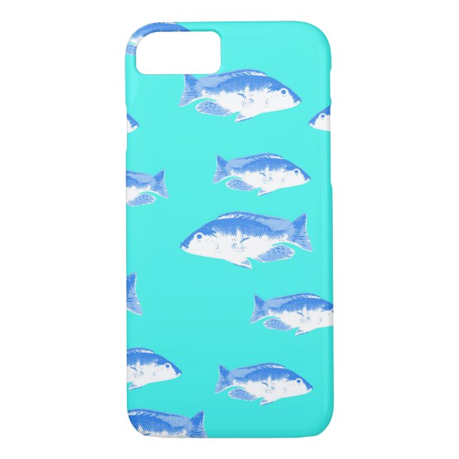 Funda De Case-Mate Para iPhone Pescado azul en turquesa (Reverso)