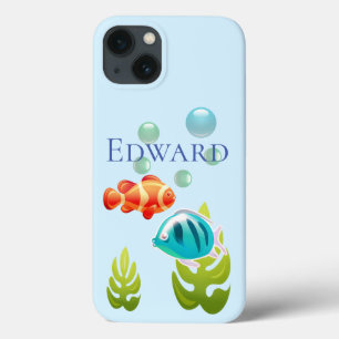 Funda Para iPhone 13 Pescado colorido con burbujas y algas marinas
