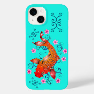 Funda Para iPhone 14 De Case-Mate Pescado de Koi naranja floral oriental turquesa