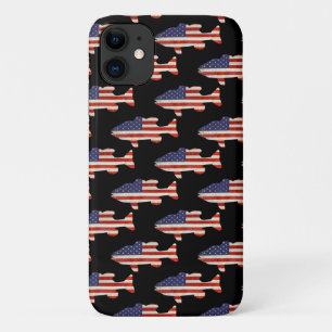 Funda Para iPhone 11 Pescado de la bandera estadounidense en negro