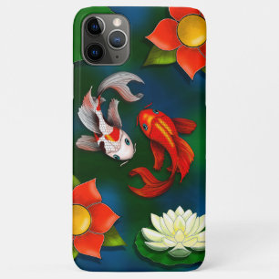 Funda Para iPhone 11 Pro Max Pescado Koi y estanque de lirio blanco