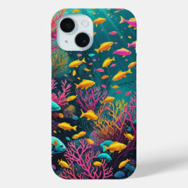 Funda Para iPhone 15 Pescado tropical colorido