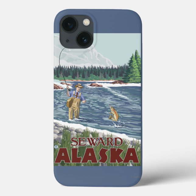 Funda De Case-Mate Para iPhone Pescador de la mosca - Seward, Alaska (Reverso)