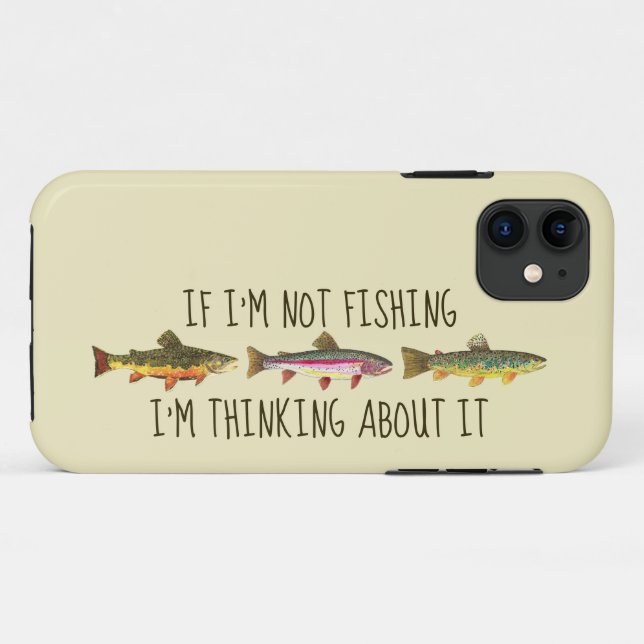Funda De Case-Mate Para iPhone Pescador de trucha divertido con mosca (Reverso (horizontal))