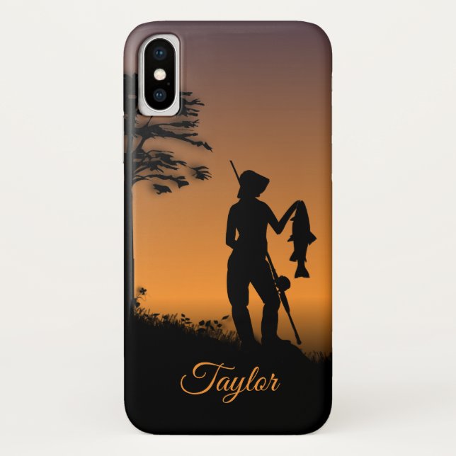 Funda De Case-Mate Para iPhone Pescadora personalizado texto (Reverso)