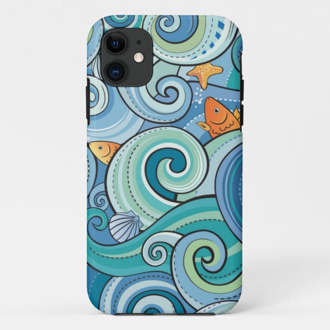Funda De Case-Mate Para iPhone Pescados entre el modelo de ondas (Reverso)