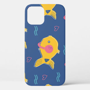 Funda Para iPhone 12 Pescados musicales: Patrón Personalizado Vintage.