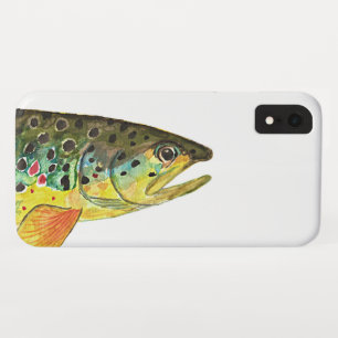 Funda Para iPhone XR Pescando mosca de pescadores de trucha marrón