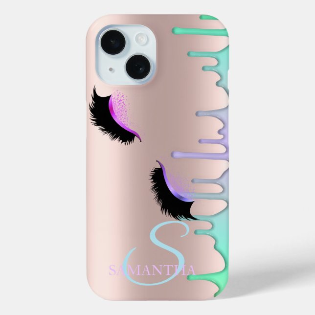 Funda De Case-Mate Para iPhone Pestañas Postizas Arcoíris de Rosa Dourada (Reverso )