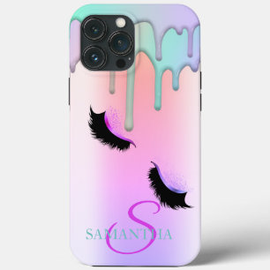 Funda Para iPhone 13 Pro Max Pestañas Postizas Brillo Colorido Goteo