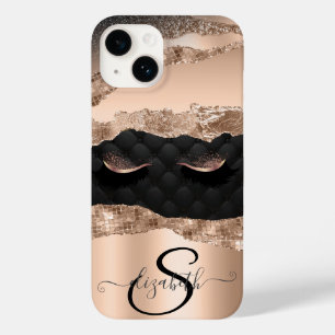 Funda Para iPhone 14 De Case-Mate Pestañas Postizas Rosa Dorada con Brillo Negro