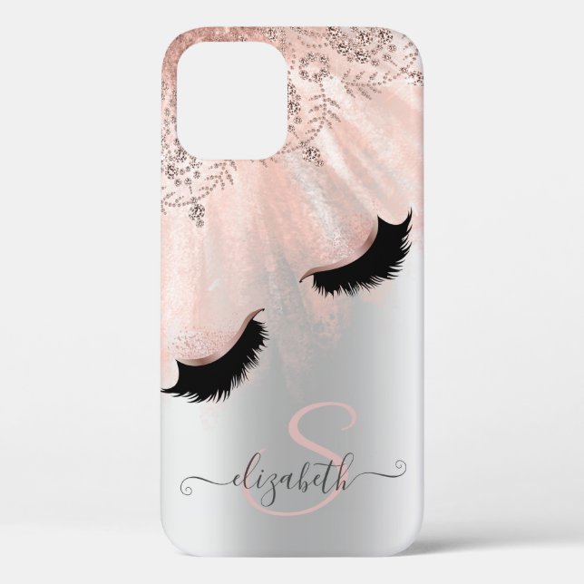 Funda De Case-Mate Para iPhone Pestañas Postizas Rose Gold Plateadas (Reverso )
