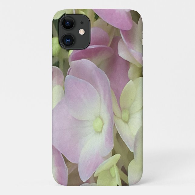 Funda De Case-Mate Para iPhone Pétalos de hidrangea rosados y blancos antiguos y  (Reverso)