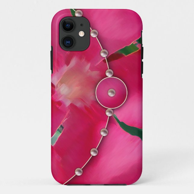 Funda De Case-Mate Para iPhone Pétalos rosados y Perlas (Reverso)
