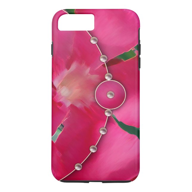 Funda De Case-Mate Para iPhone Pétalos Rosados y Perlas (Reverso)