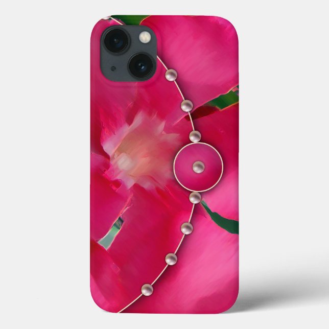 Funda De Case-Mate Para iPhone Pétalos rosados y Perlas (Reverso)