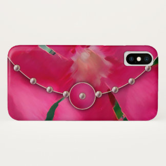 Funda Para iPhone X Pétalos rosados y perlas