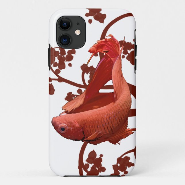 Funda De Case-Mate Para iPhone Pez de pelea siamés Betta rojo (Reverso)