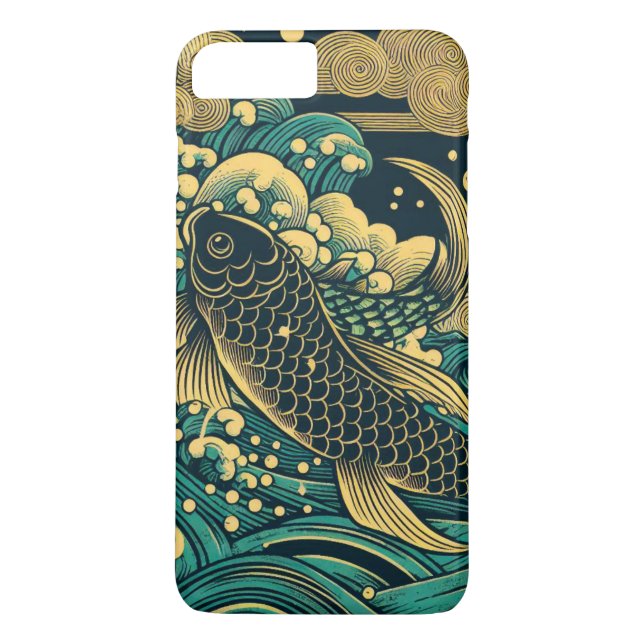 Funda De Case-Mate Para iPhone Pez Koi Dorado Japonés Saltando Olas A (Reverso)