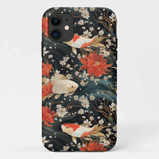Funda De Case-Mate Para iPhone Pez Koi Japonés Patrón Continuo (Reverso)