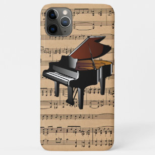 Funda Para iPhone 11 Pro Max Piano ~ Con Fondo De Música De Hoja