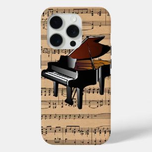 Funda Para iPhone 15 Pro Piano ~ Con Fondo De Música De Hoja
