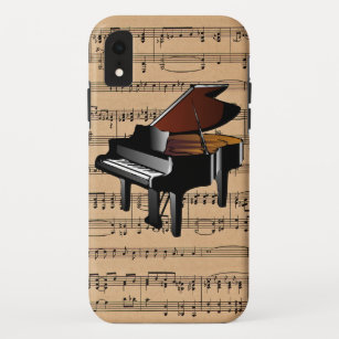 Funda Para iPhone XR Piano ~ Con Fondo De Música De Hoja