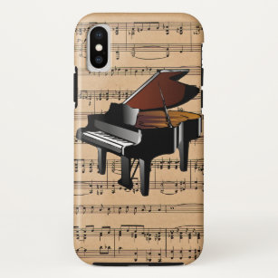 Funda Para iPhone XS Piano ~ Con Fondo De Música De Hoja