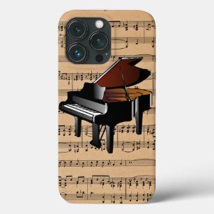 Funda Para iPhone 13 Pro Piano ~ Con Fondo De Música De Hoja