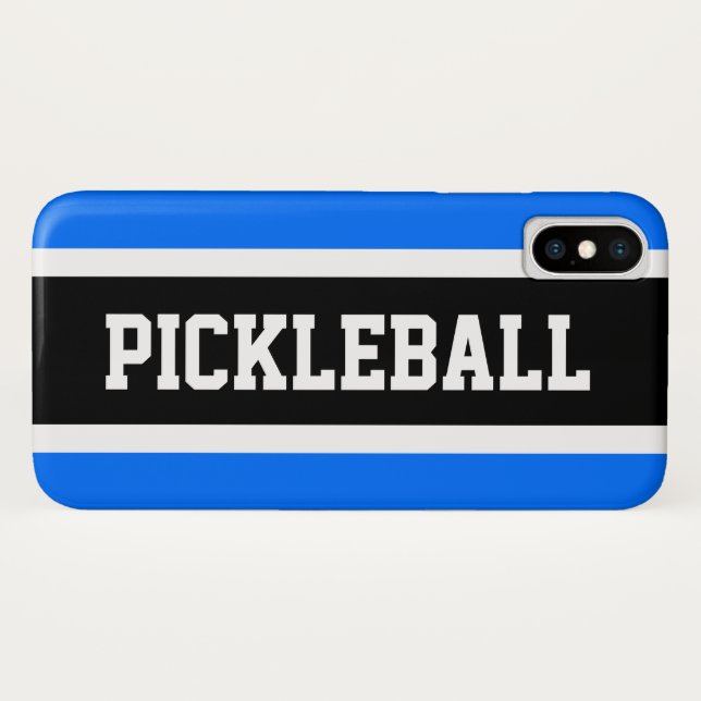 Funda De Case-Mate Para iPhone PICKLEBALL franjas de Carreras azul brillante blan (Reverso (horizontal))
