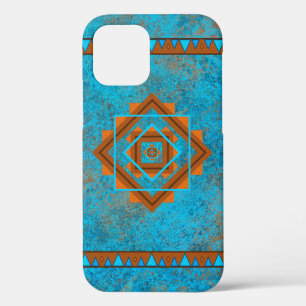 Funda Para iPhone 12 Picos de Montañas del Suroeste Turquesa Geométrico