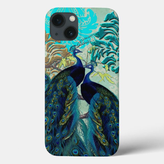 Funda De Case-Mate Para iPhone Picos pavos reales y damascos (Reverso)