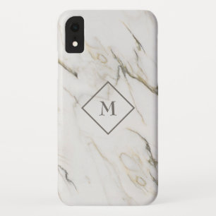 Funda Para iPhone XR Piedra De Mármol Blanco Y Gris