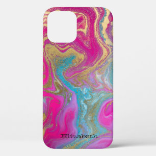 Funda Para iPhone 12 Piedra de mármol fría textura colorida brillo