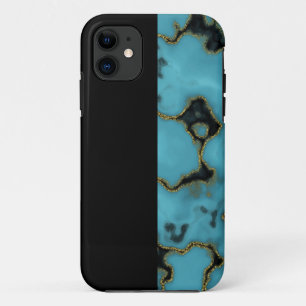 Funda Para iPhone 11 Piedra turquesa oro y negro