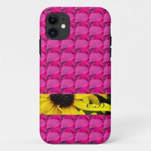 Funda Para iPhone 11 Piedras preciosas rosadas con tira floreada e inic