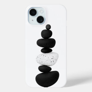 Funda Para iPhone 15 Piedras Zen Minimalistas Equilibradas Mindfulness 