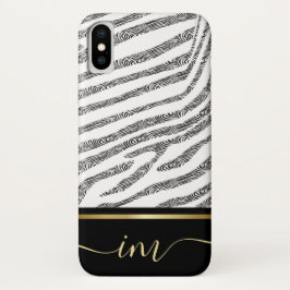 Funda Para iPhone X Piel De Cebra Color Negro Y Blanco Monogramado Acu