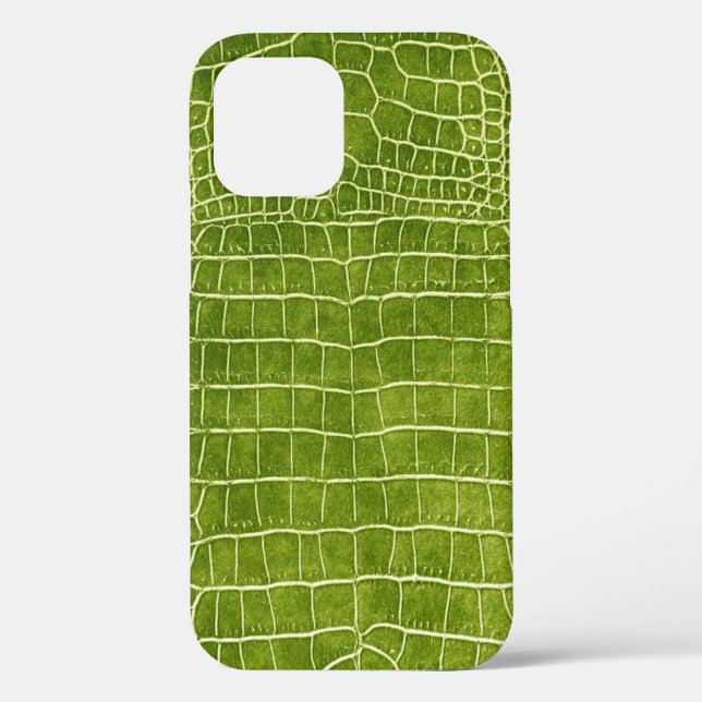 Funda De Case-Mate Para iPhone Piel de cocodrilo Lime Green Faux (Reverso )
