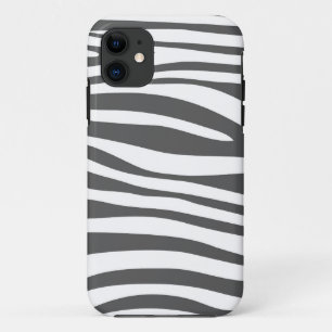 Funda Para iPhone 11 Piel de impresión animal de cebra (blanco y gris)