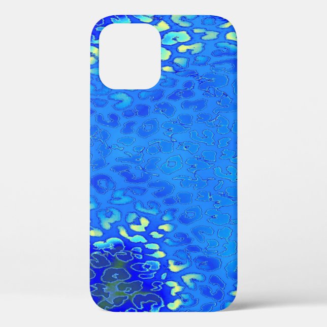 Funda De Case-Mate Para iPhone Piel de impresión de leopardo azul retro (Reverso )