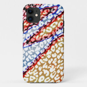 Funda Para iPhone 11 Piel de impresión de leopardo retro (rojo, azul, a