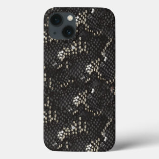 Funda Para iPhone 13 Piel de serpiente de diamante negro